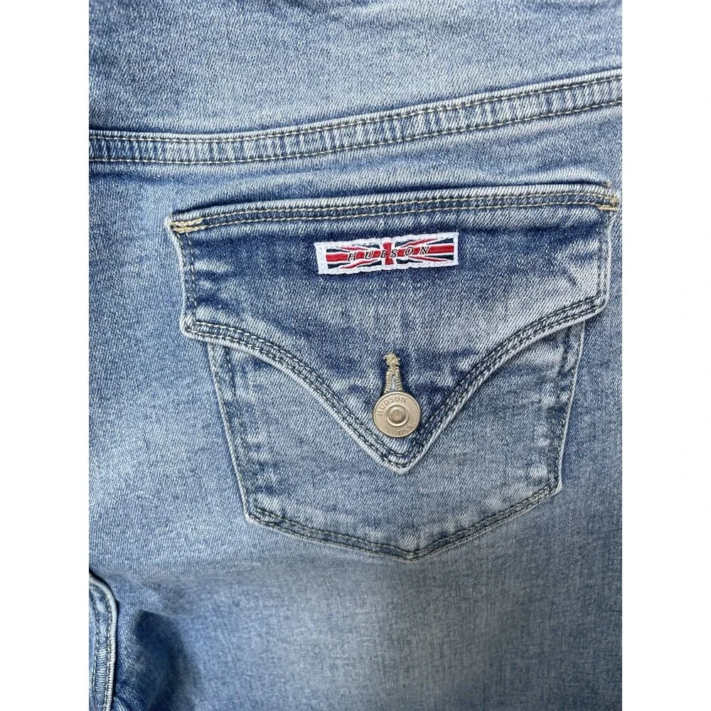 Hudson Ankle Straight Leg Women’s 14 Mid Rise Flap Pocket Jeans Stretch Denim